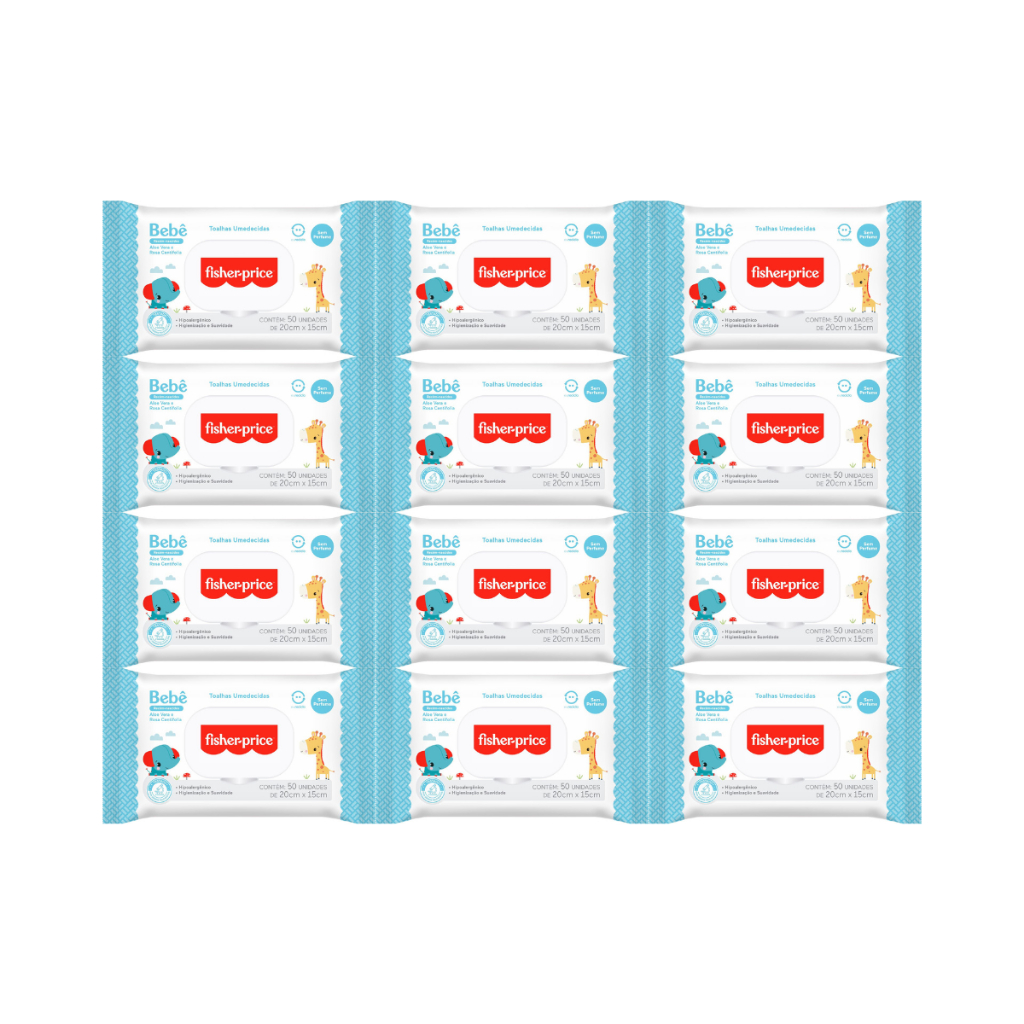 Toalha Umedecida Fisher Price RN 600 Folhas (12undX50fls)