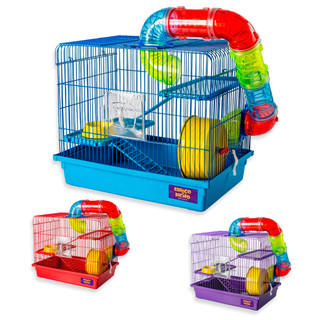 Gaiola Hamster Tubo 3 Andares Espaco De Bicho Completa com Rodinha