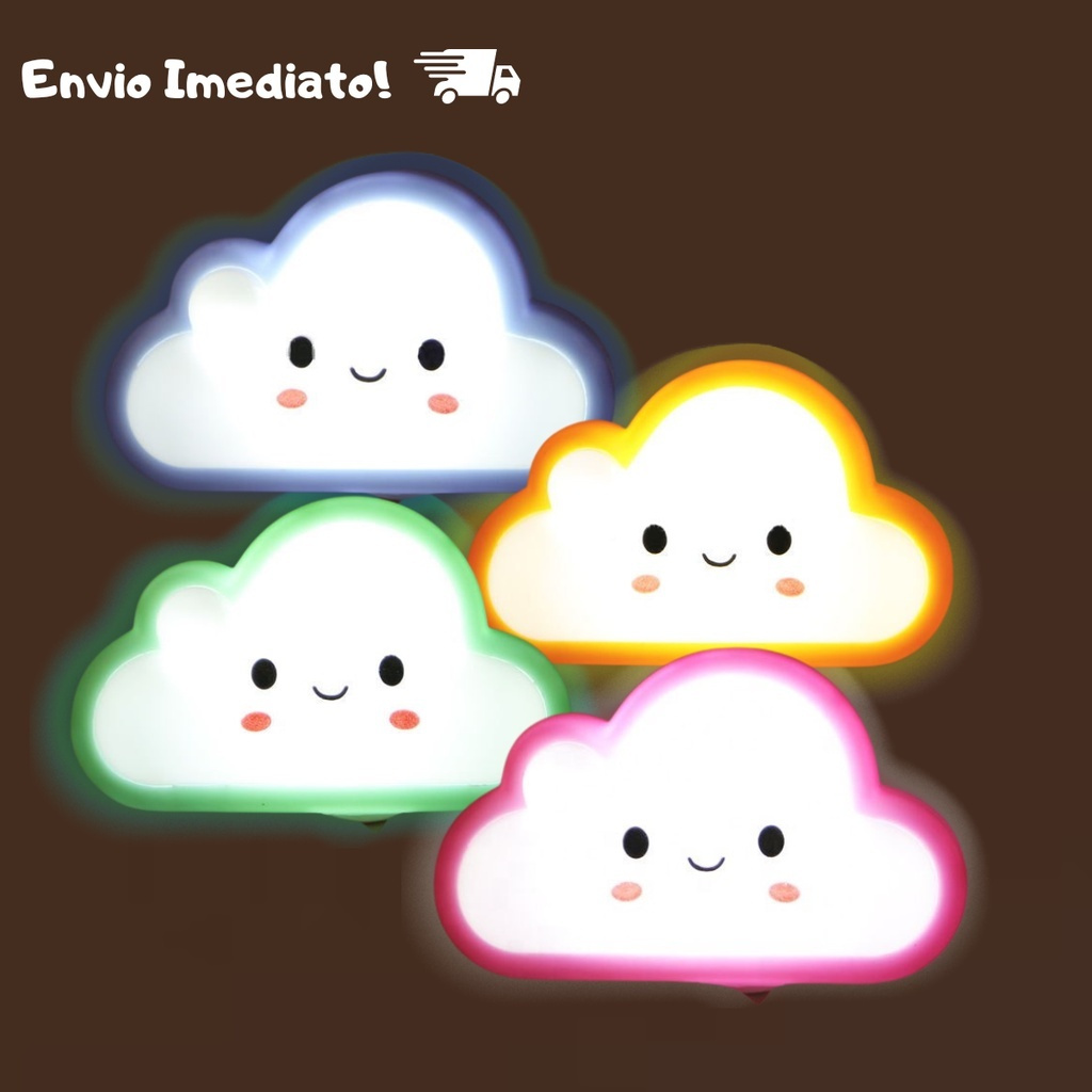 Mini Luminária Nuvem Luz Led Infantil Nuvem Abajur de Tomada Led Infantil Colorida Quarto Bebê