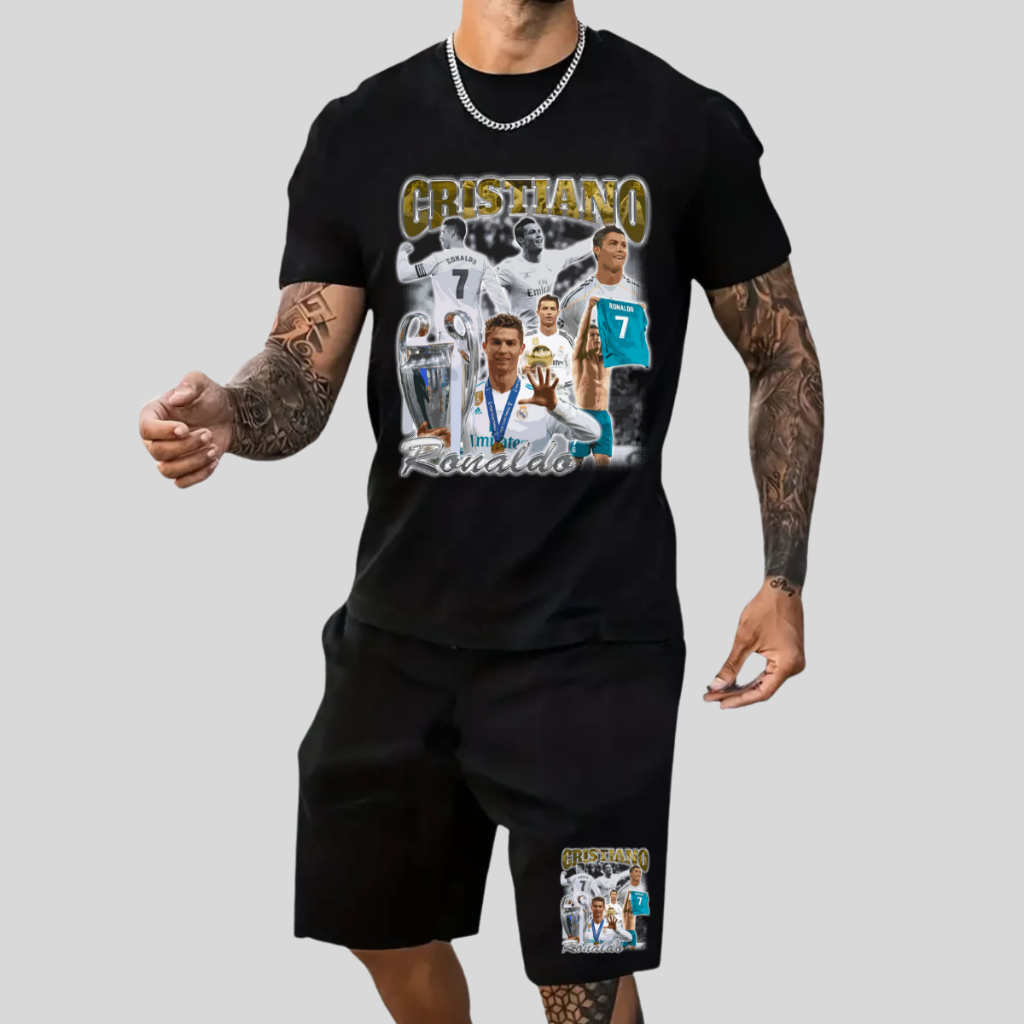 Conjunto Masculino Camiseta Estampada Adulto Ou Infantil + Bermuda Tactel Praia Piscina lançamento