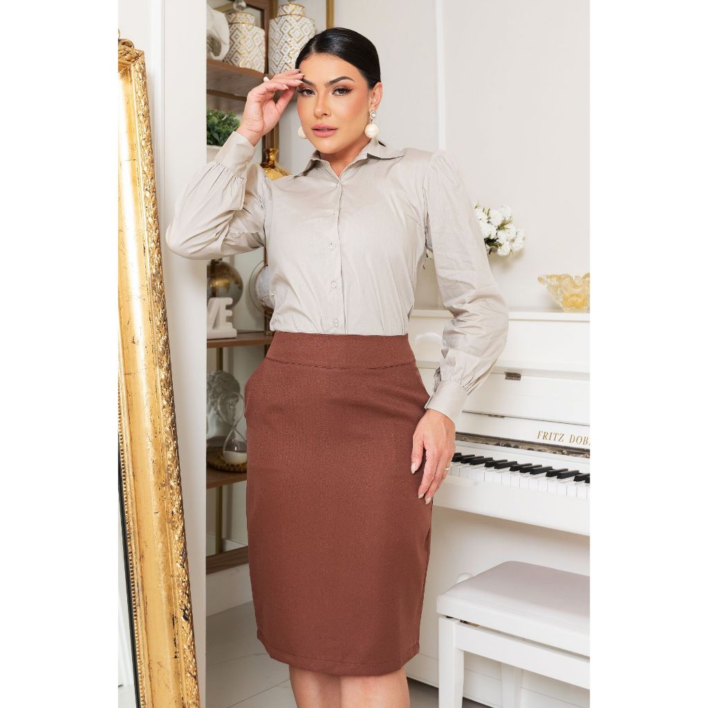 Saia Secretária Executiva Moderna  Alfaitaria  Bolso Atacado em Oferta na Shopee