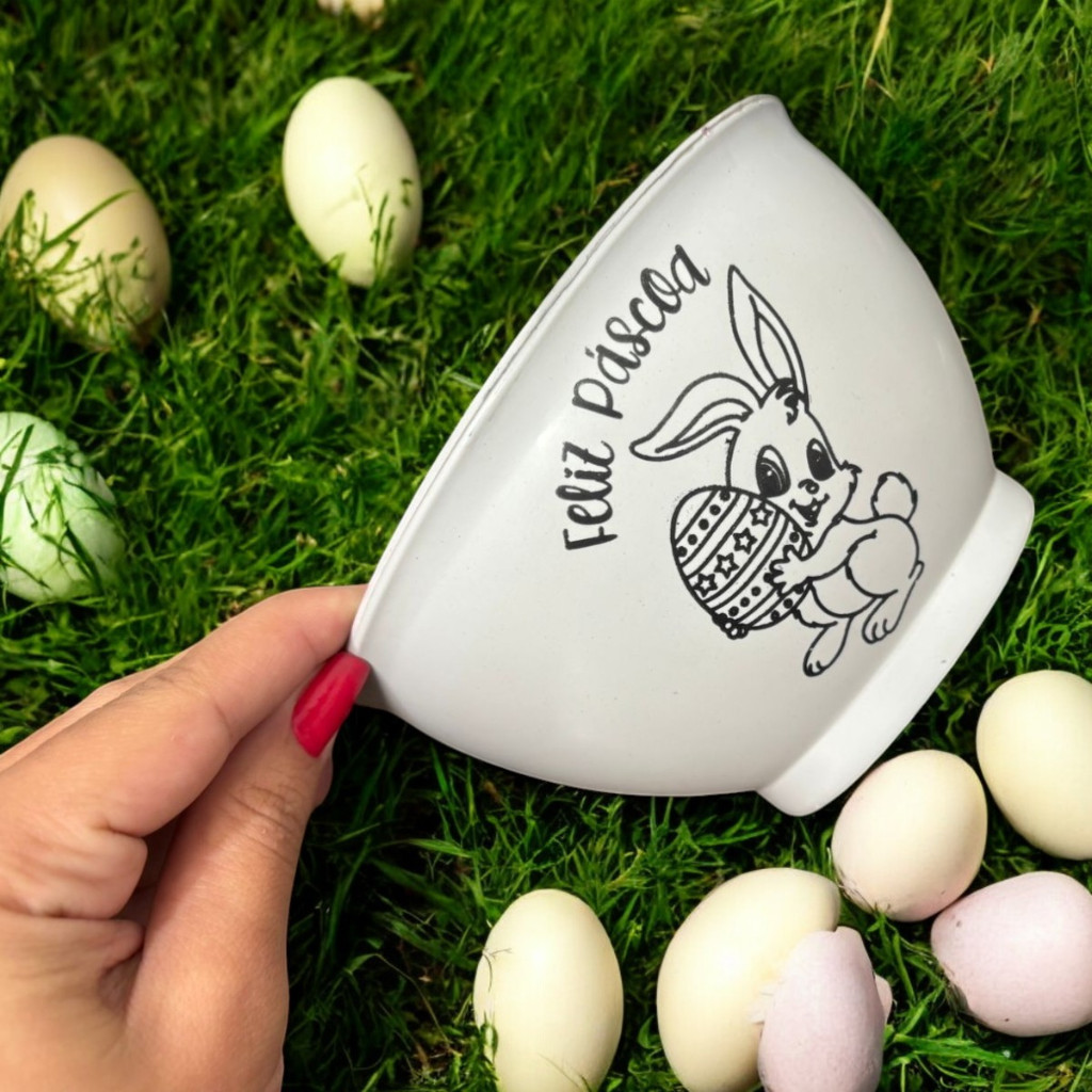 Kit 5 Cumbucas 800ml Páscoa plástico coelhinho ovo chocolate lembrancinha divertido em Oferta na Shopee