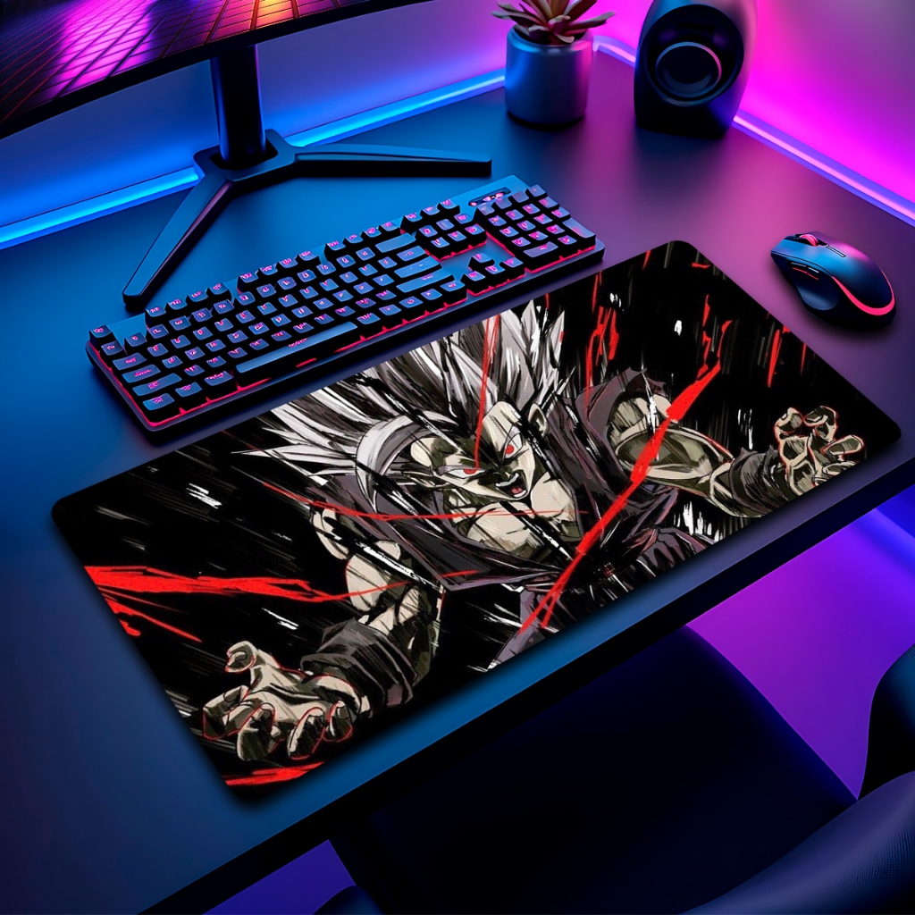Mouse Pad Gamer Dragon DBZ Antiderrapante Grande 70x35 80x35 90x40 90x50 cm Borda Costurada
