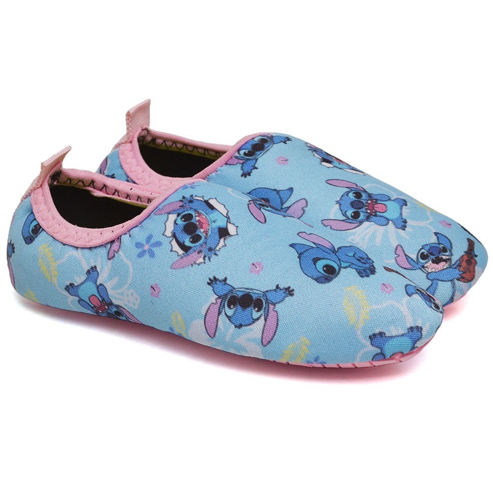 Sapatilha Sapato Neoprene Desenho Azul Personagem Azul Sola Borracha Areia Piscina Infantil Femininapromocao