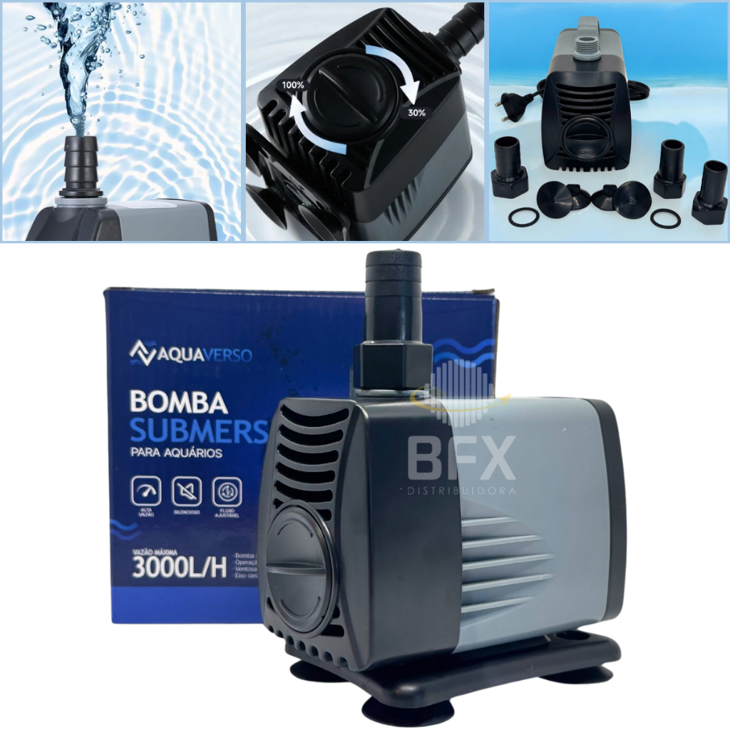 Bomba Submersa Aquário Fonte Lago Recalque 1000 a 3000 L/h Original em Oferta na Shopee
