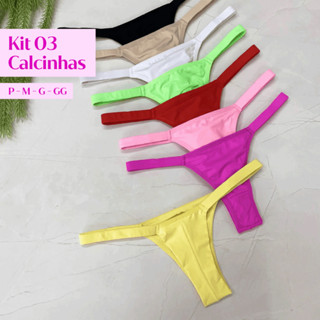 Kit C/3 Unidades Calcinha Feminina Fio Dental Fio Duplo Lingerie em Oferta na Shopee