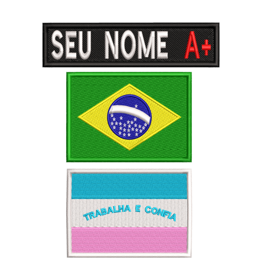 3 Bordados: Tarjeta C/ Nome Bandeira do Brasil e Espirito Santo 7cmx5cm Para Customizar - Moto Motocross