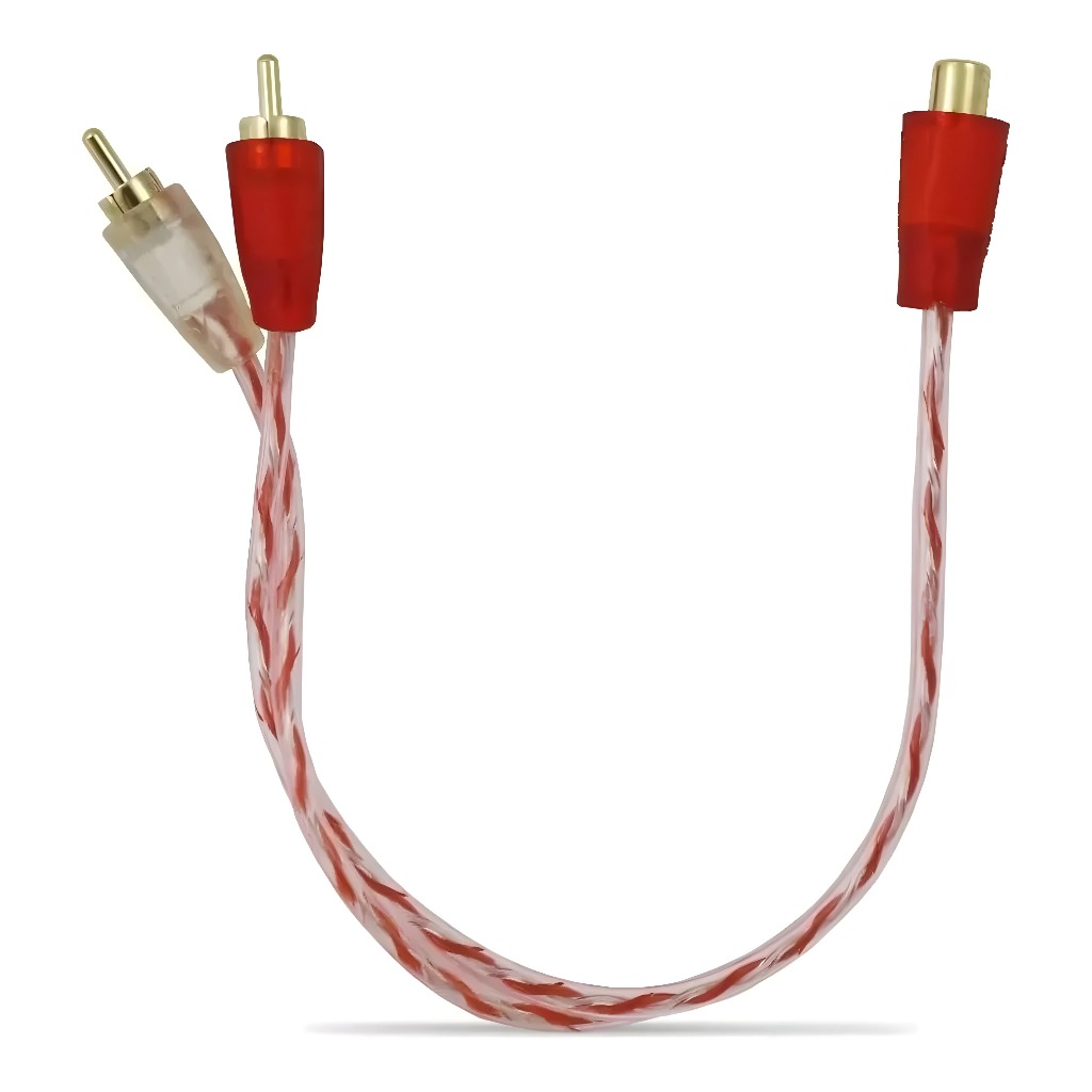 Cabo Asx Y 2 Macho 1 Fêmea Dupla Blindagem Injetado Vermelho Som Automotivo 4mm