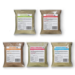 Kit 5 superalimentos Gengibre + Guaraná + Marapuama e + em pó 100g cada em Oferta na Shopee