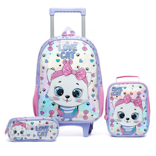 Kit Mochila Rodinha Lancheira Estojo Menina Yupe