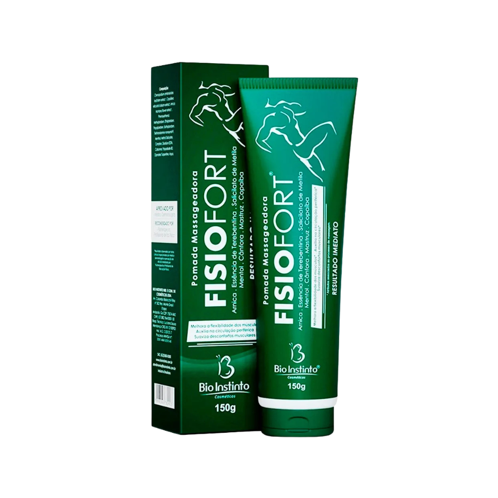 Kit 12 Gel Massageador FisioFort verde Bio Instinto 150g - Para Dores Musculares