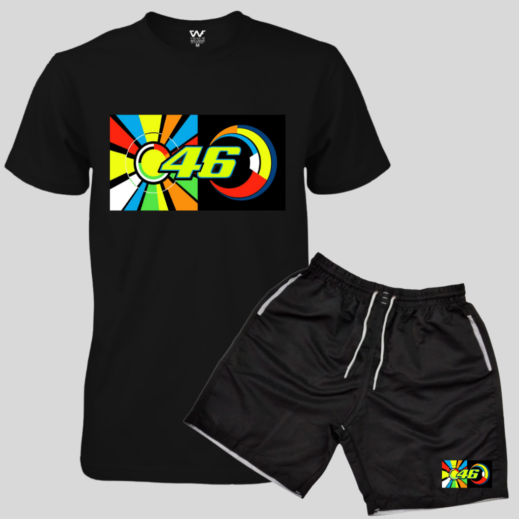Conjunto Masculino Camiseta Moto Gp 46 Hornet Mt Titan Kawasaki + Short Tactel Adulto Ou Infantil