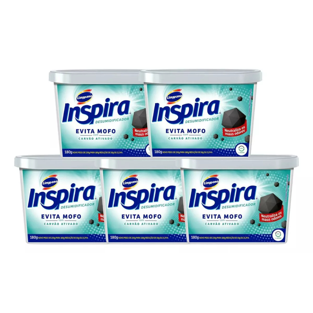 Kit 5 Unidades Evita Mofo Limppano 180g Carvão Ativado