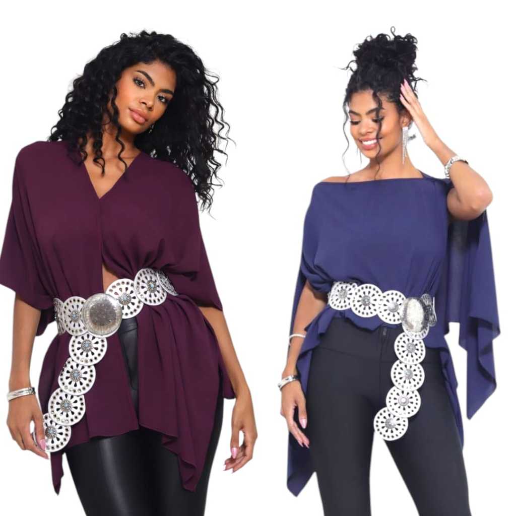 Bata Blusa Feminina Multiformas Capa + top MODA BOHO CHIC