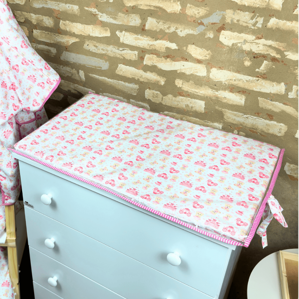 Trocador Fraldas Cômoda Bebê Capa Micropercal Removível Impermeável Fácil Limpar Com Laço Manta