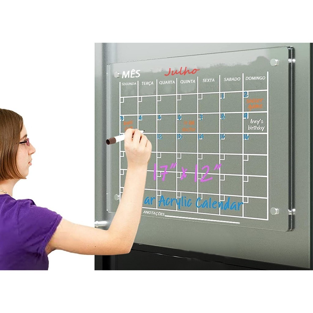 Ímã de Geladeira Lousa Planner Semanal e Mensal com Canetas e Apagador em Oferta na Shopee