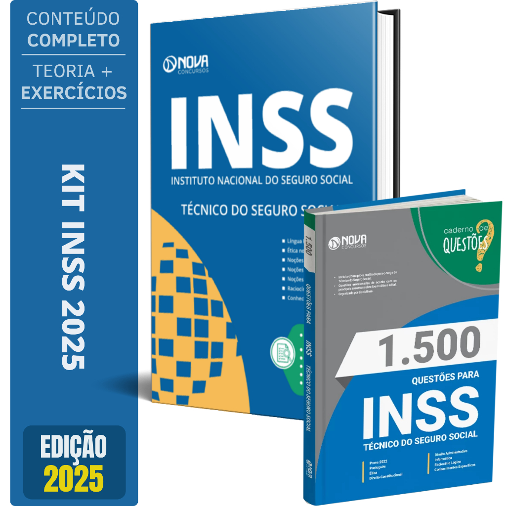 Imagem Kit Apostila Concurso INSS Técnico + Caderno de Testes