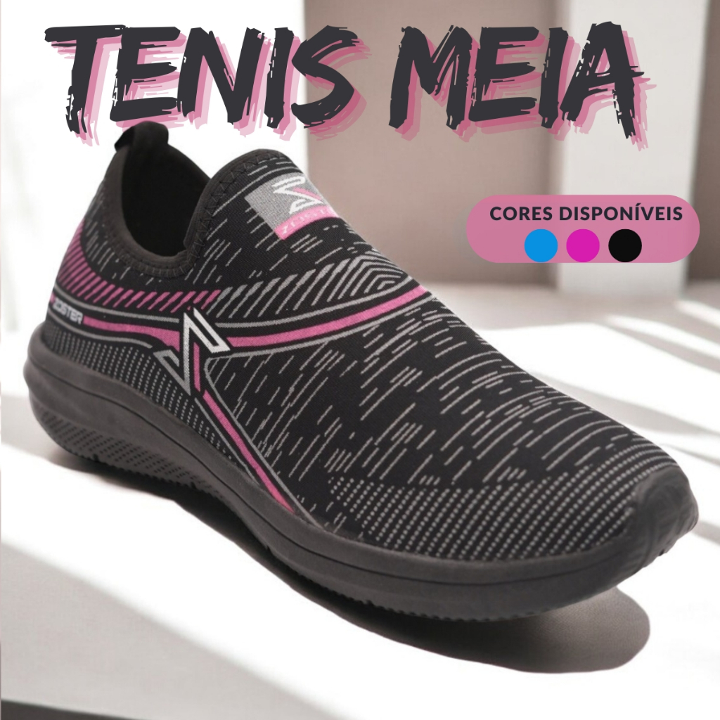 Tênis Casual Meia Esportivo Feminino – Flexível e Super Leve – Pronta Entrega