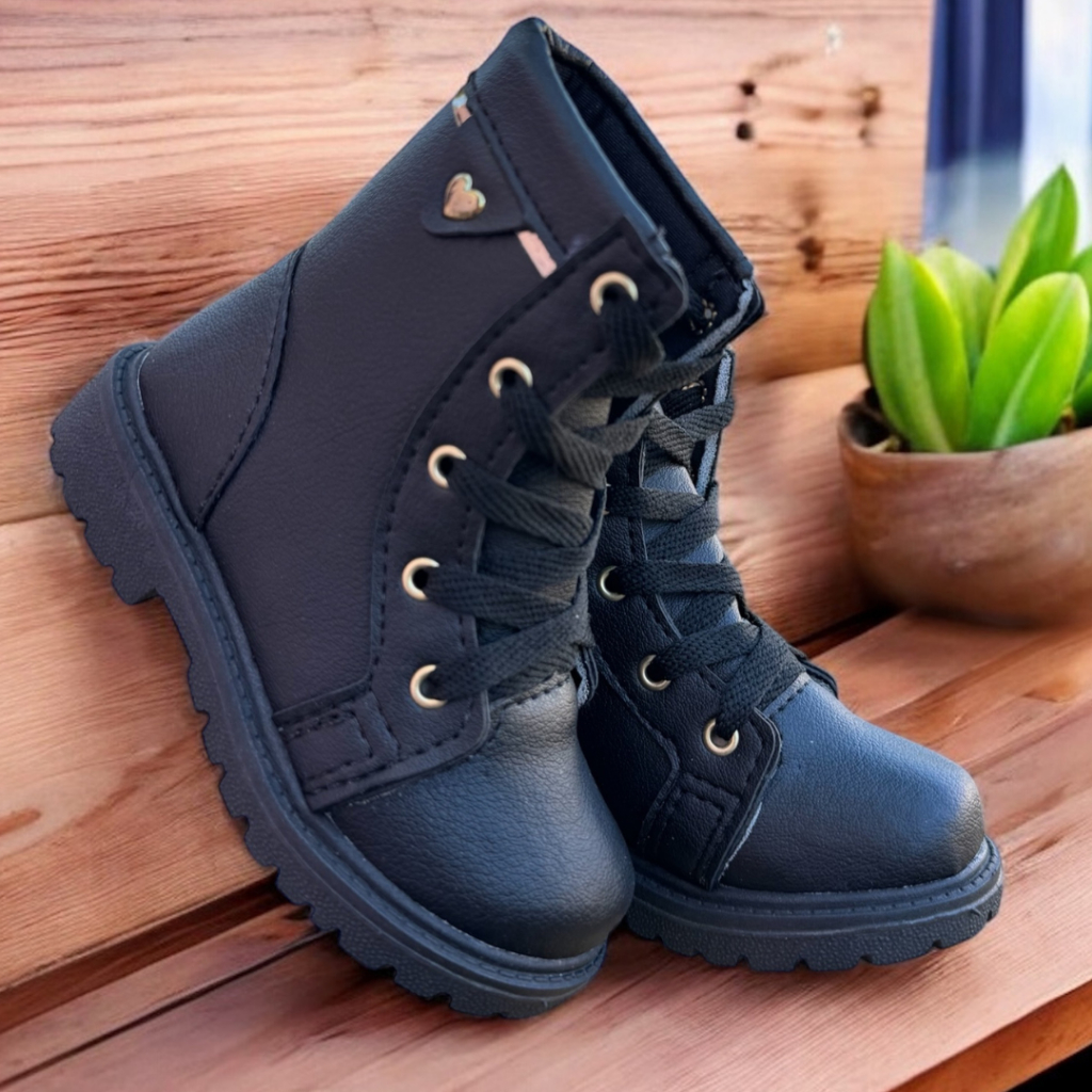 Bota Feminina Coturno Menina Strass Juvenil