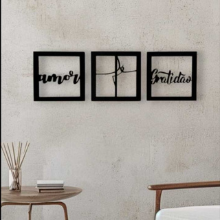 Kit Quadros Decorativos Fé Amor Gratidão 3 Peças Mdf 3 mm Preto Quadros Quarto Sala Decoração em Oferta na Shopee