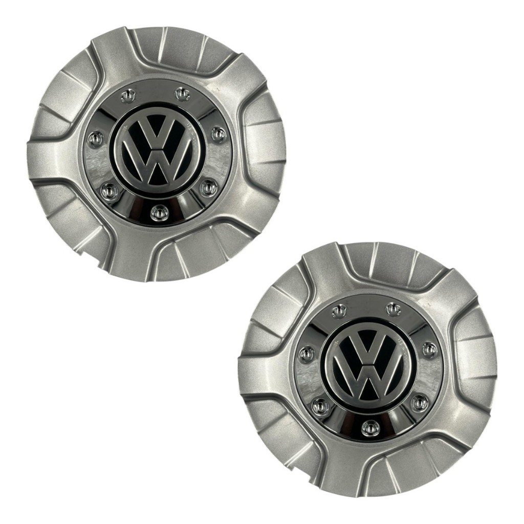 02 Calotas Tampa Central Brw 560 Prata Com Emblema VW