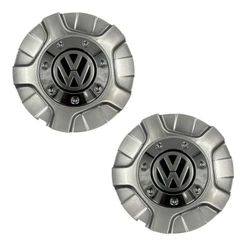 02 Calotas Tampa Central Brw 560 Prata Com Emblema VW