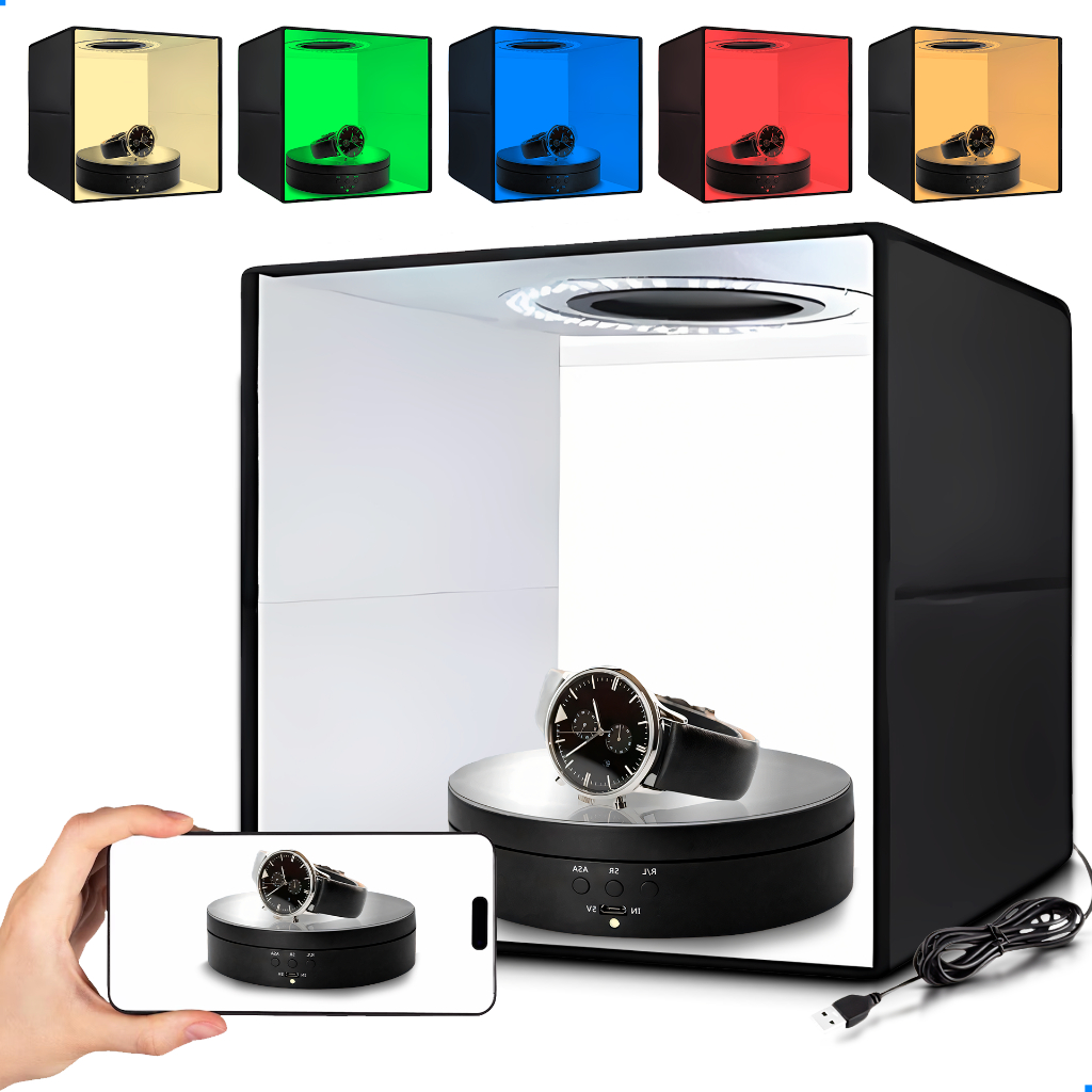 Mini Estúdio Portátil 40x40 Cabine Fotográfica Com iluminação Profissional Estúdio Fotos Luz Led Rgb Usb