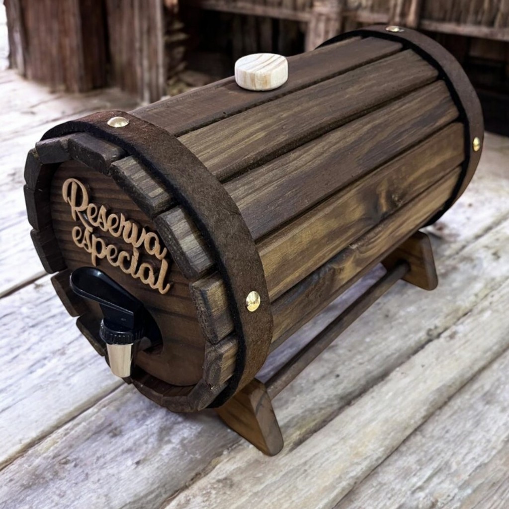 Pingômetro de Madeira 3 Litros Decoração Ideal Para Cachaça Pinga Whisky Bar