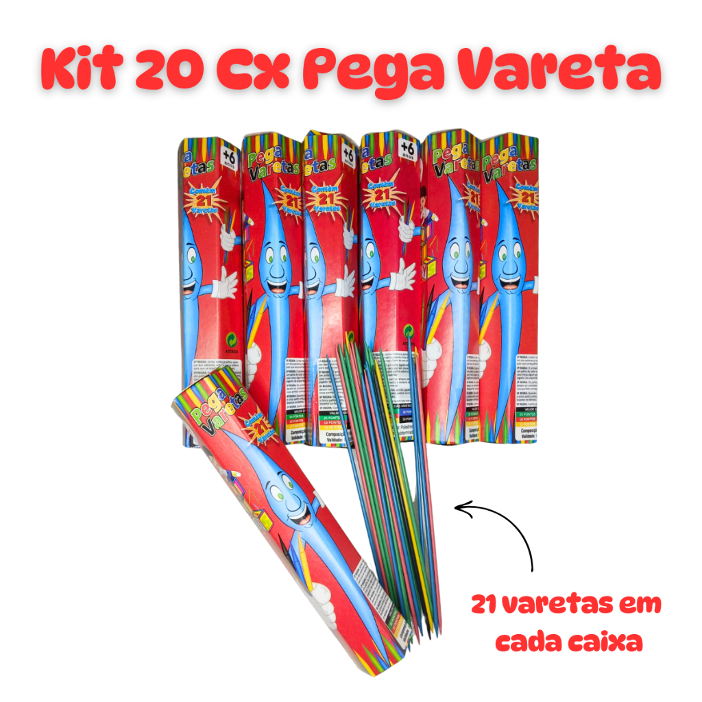 20 cx Jogo Pega Vareta Brinquedo p/ Kit Festa Lembrancinha Educativo Educativo Didatico Infantil