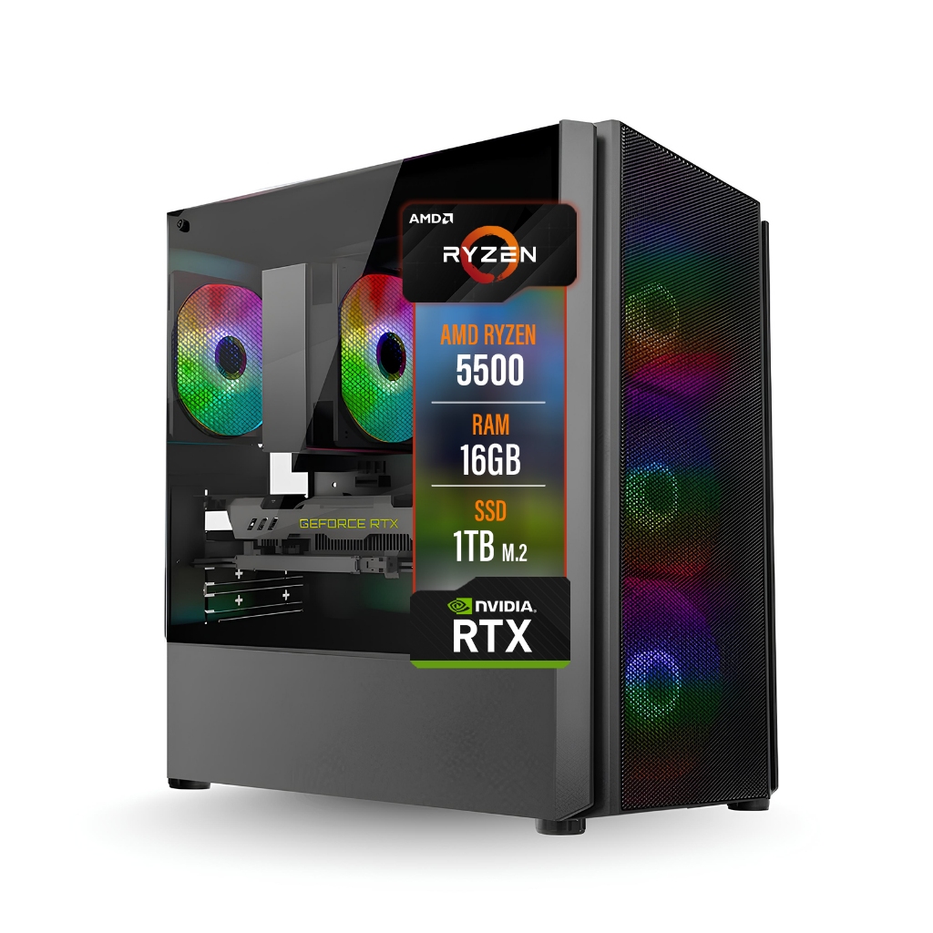 PC Gamer LUDIC by BluePC - AMD Ryzen 5 5500,  RTX 4060 8GB, 16GB RAM, SSD 1TB, 600W - PGBP-1008LUD