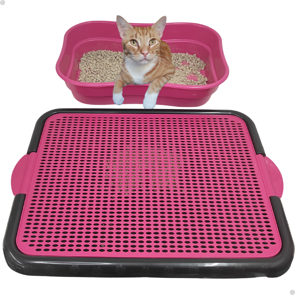 Tapete Coletor de Areia para Gatos Lavável Bandeja Coletora Reservatório 55x42 Cm