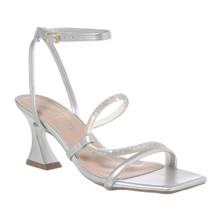Sandalia Feminina Salto Taça 6 Cm Tiras de Strass Metalizado Festas Original Luxo Moda 8565-0216 em Oferta na Shopee
