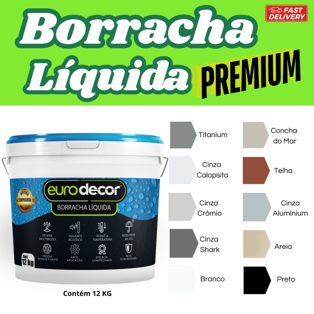 Borracha Líquida 4kg e 12kg Isolante Térmico Contra Mofos Várias Cores e Tamanhos em Oferta na Shopee