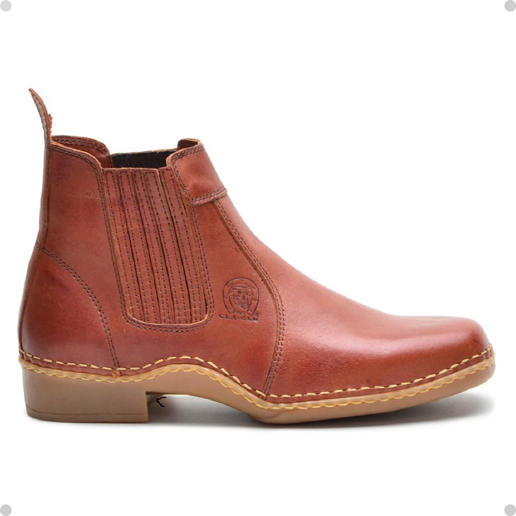 Bota Masculina Em Couro Casual Social de Couro Premium Sola Antiderrapante