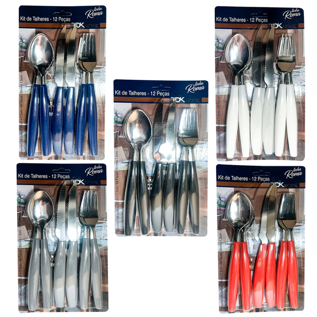 Conjunto de Talheres/Faqueiro Aço Inox 12 peças Prático Jogo de Talher