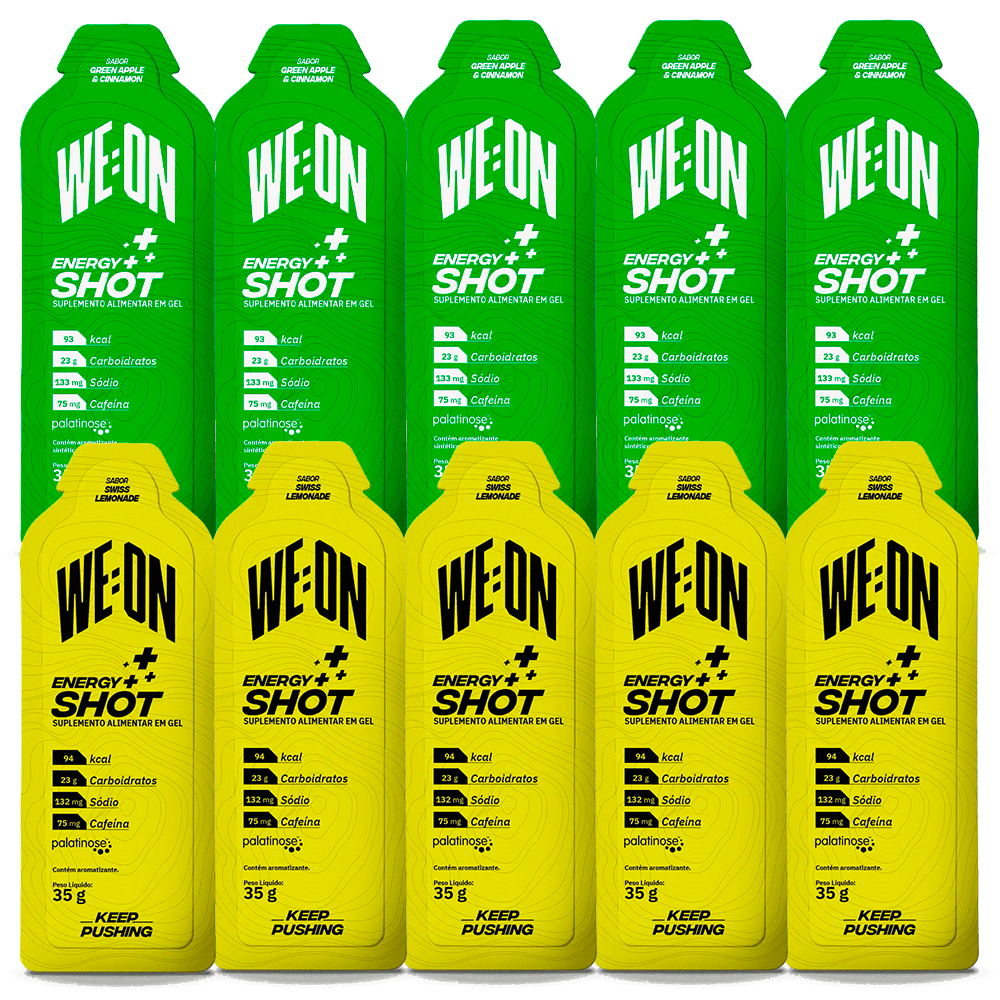We:On Energy Shot Gel Display 10 Sachês de 35g Cada - Suplemento em Gel de Carboidrato Vegano