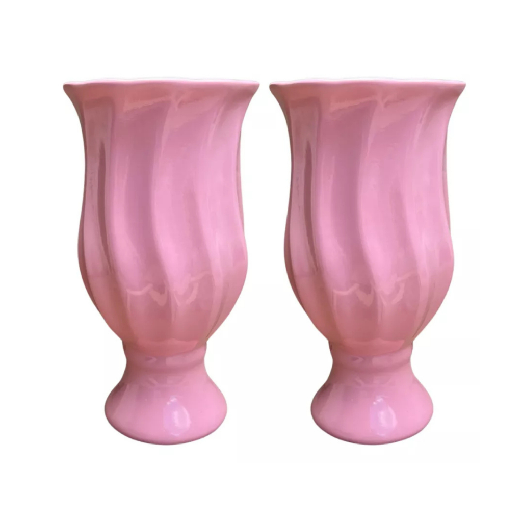 Vaso Torcido Para Decoração em Cerâmica Kit 2 Unidades Vaso Campestre Festa Para Flor Artificial