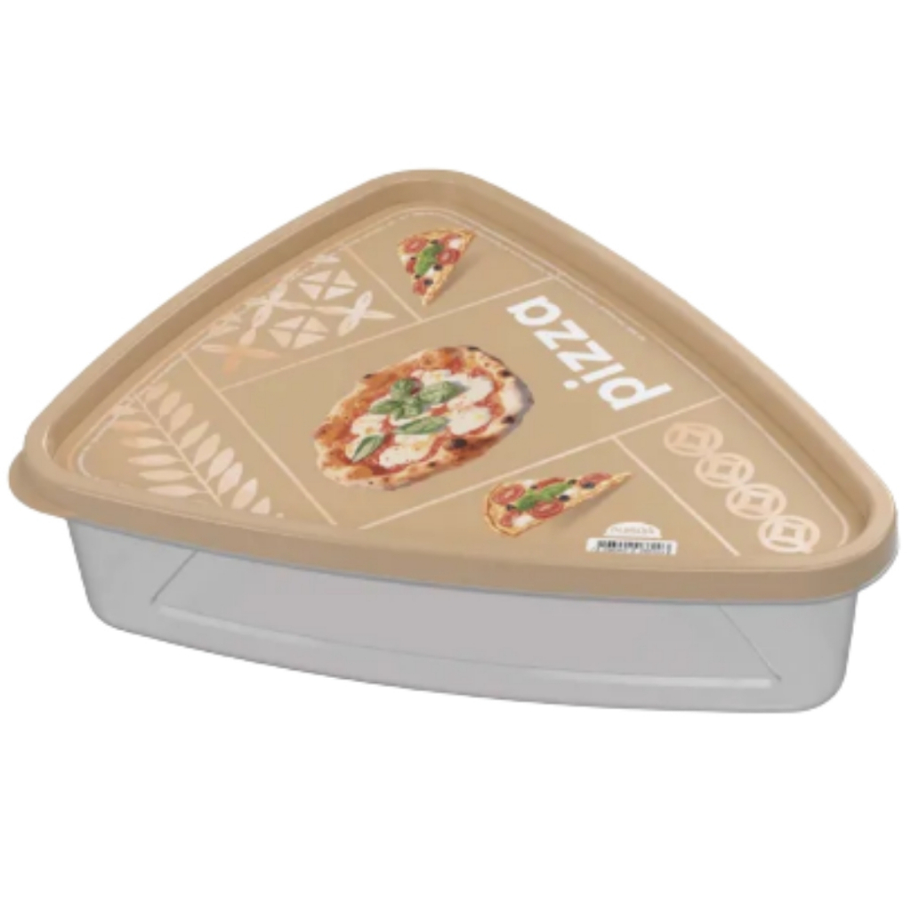 Pote Para Pizza De Plástico Triangular 1,2l Cor Bege Plasutil em Oferta na Shopee