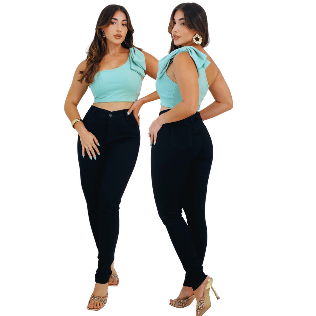 Calça Jeans Feminina Preta Empina Bumbum Com Lycra Elastano Cintura Alta Promoção Moda Premium