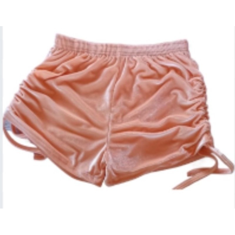 short feminino veludo molhado drapeado