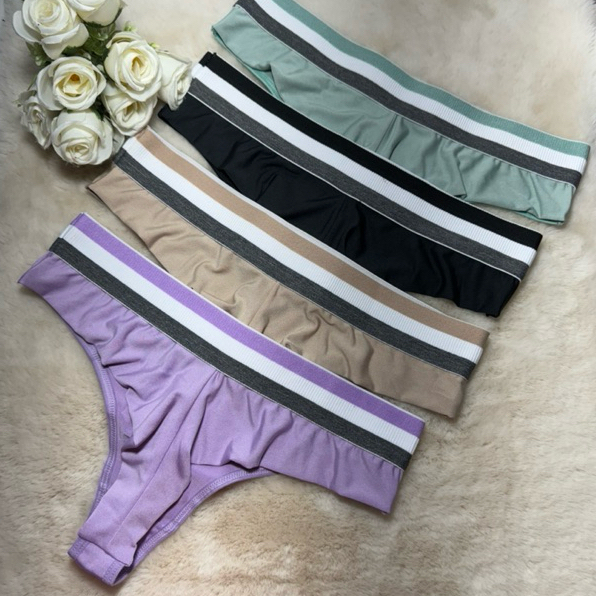 Kit 5 Calcinha Fio Duplo Cós Alto Microfibra Premium Confortável Barato Lingerie em Oferta na Shopee