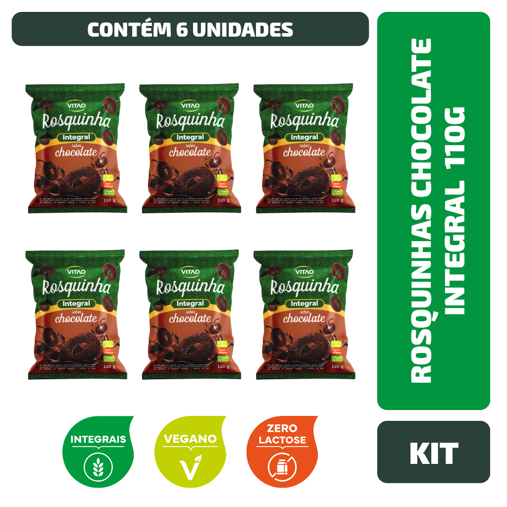 Kit Rosquinhas Chocolate Integral Vitao 110G - 6 Unidades - Food & Beverages