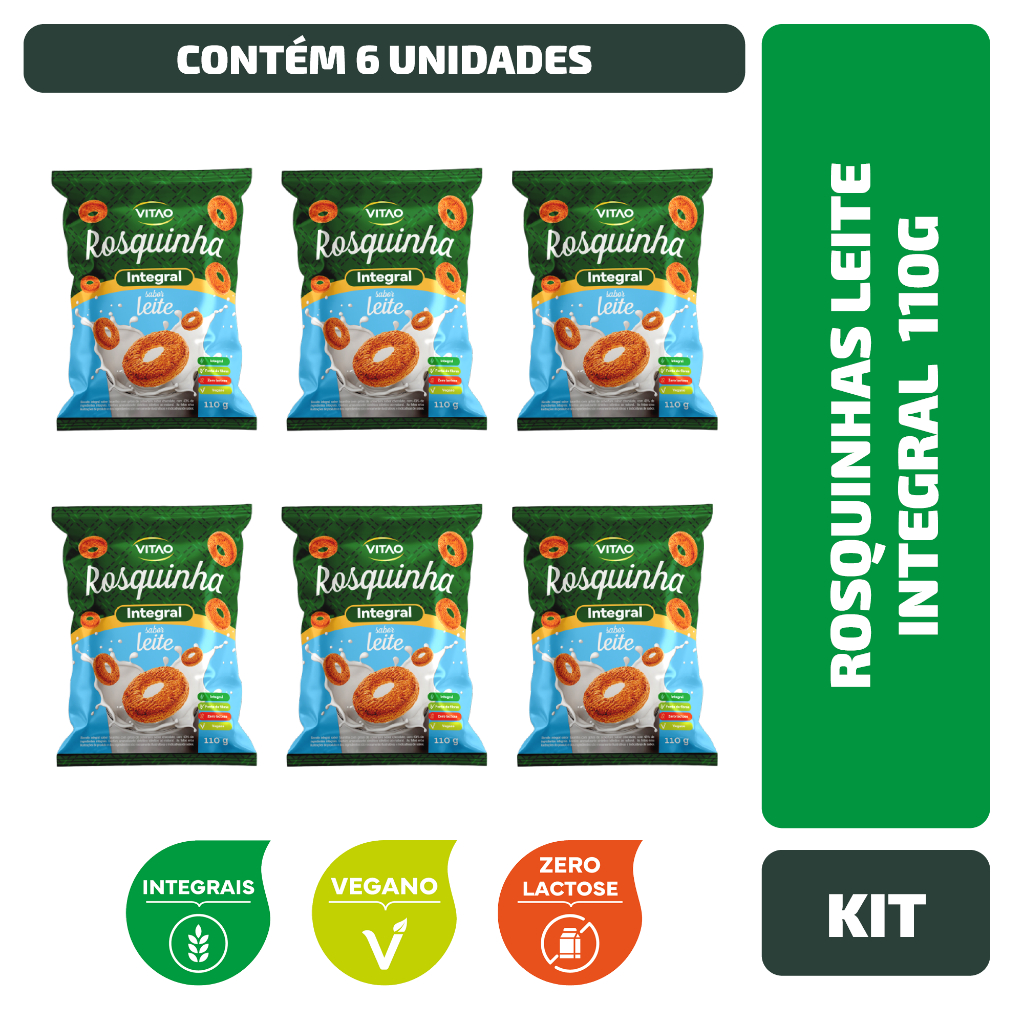 Kit Rosquinhas Leite Integral Vitao 110G - 6 Unidades - Food & Beverages