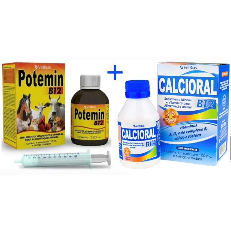 Calcioral B12 100ml + Potemin B12 - Suplemento Vitamínico e Mineral