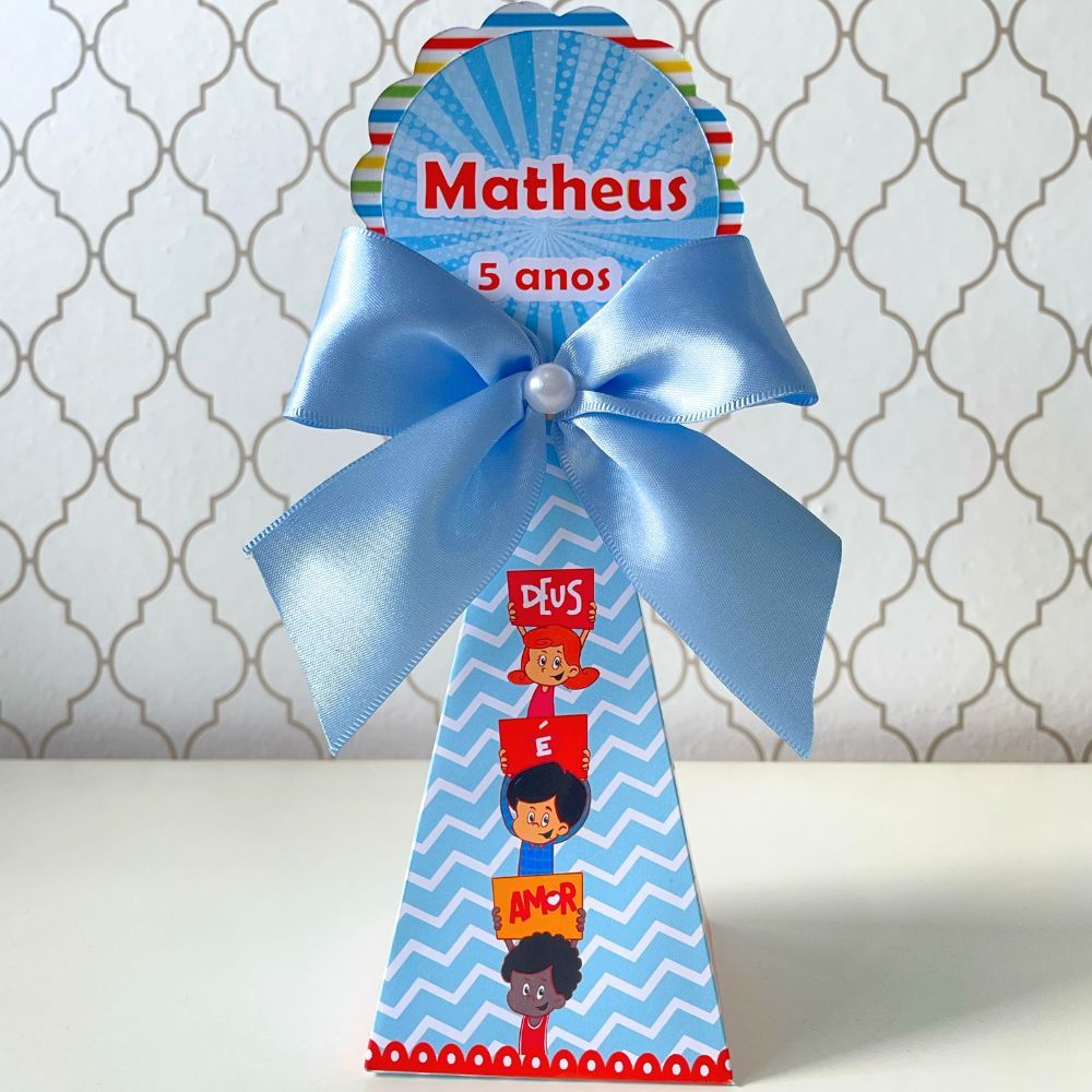 CAIXA PIRÂMIDE PERSONALIZADA PARA LEMBRANCINHAS 3 PALAVRINHAS CAIXINHA | FESTA INFANTIL ANIVERSARIO