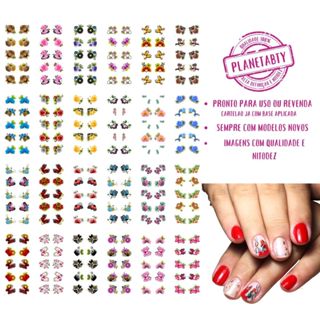 Cartelão com 240 adesivos 3D finalizados com base para unhas em Oferta na Shopee