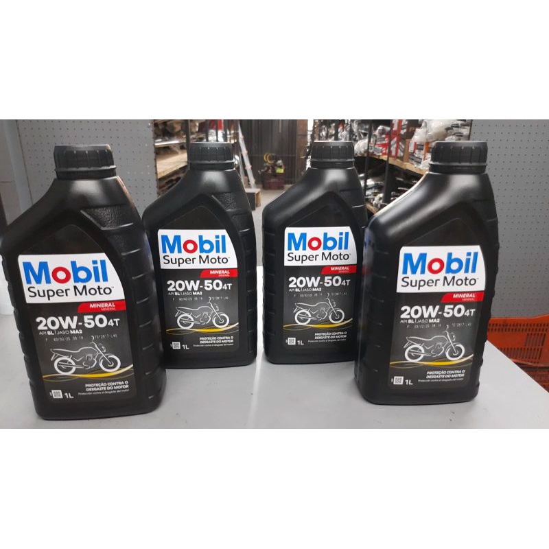 Óleo 20w50 para MOTOCICLETA Mobil 4litros API SL JASO MA2 TROCA DO MÉS