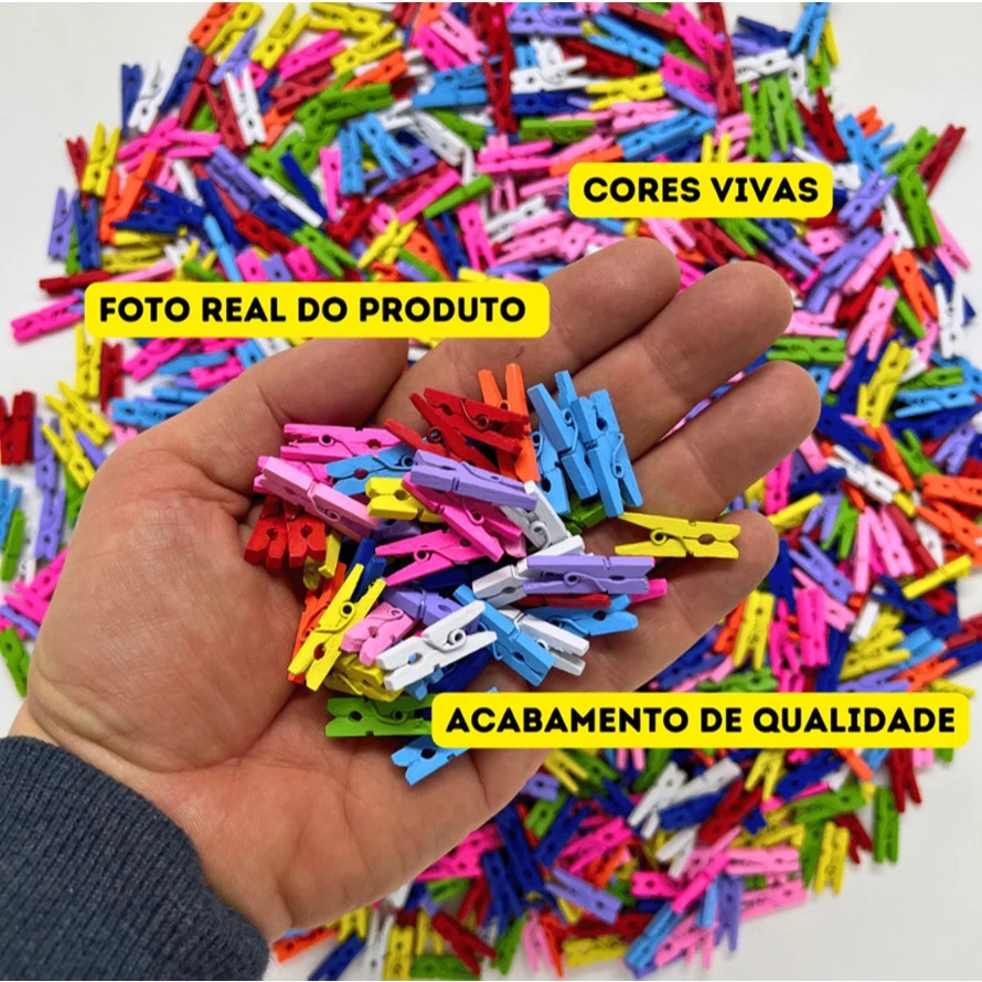 Kit Com 20 Mini Prendedores Pregador Madeira Coloridos Decorativo Lembrancinhas