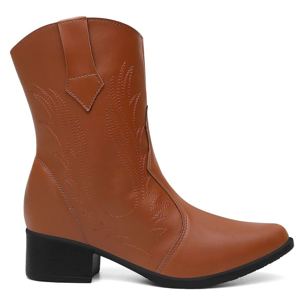 Bota Feminina Western Texana Bordado Cano Médio Country Moda em Oferta na Shopee