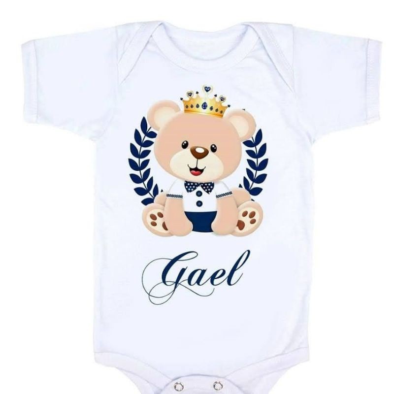 Body para Bebe ursinho príncipe com nome em Oferta na Shopee
